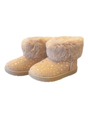 Plush Faux Fur Star Booties - Blush Pink